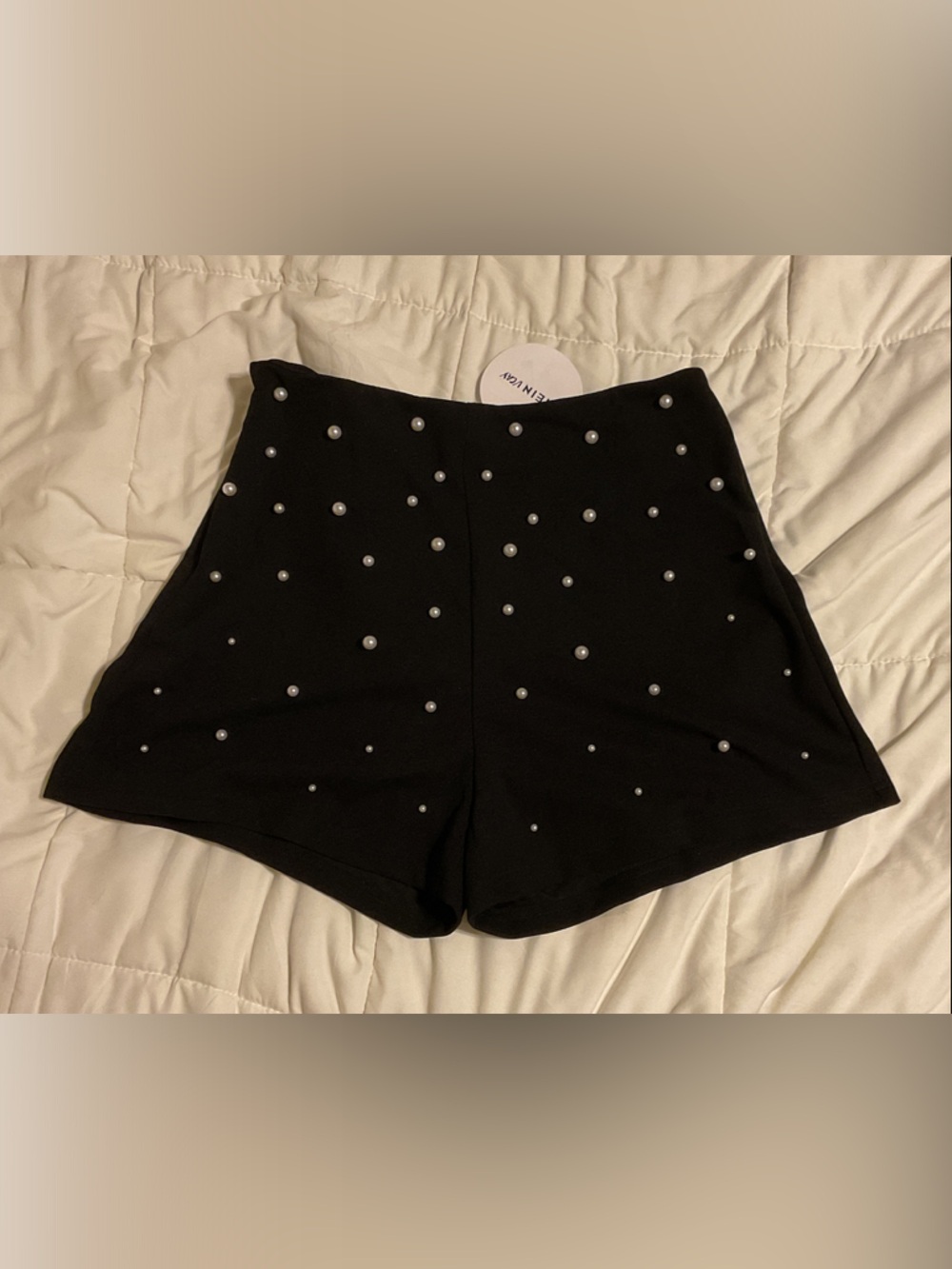 SHEIN Black High Waist Studded Shorts